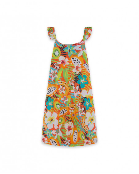 Robe en popeline imprimé fille orange summer festival Robe en popeline imprimé fille orange summer festival