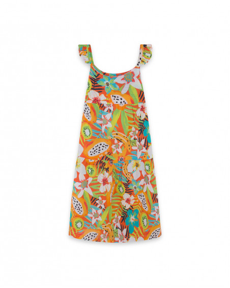 Robe en popeline imprimé fille orange summer festival Robe en popeline imprimé fille orange summer festival