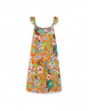 Robe en popeline imprimé fille orange summer festival Robe en popeline imprimé fille orange summer festival