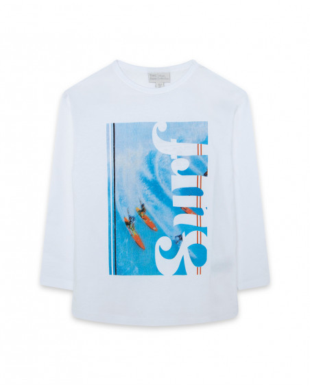Tee-shirt en jersey manche longue garçon blanche surf club