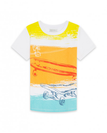 Tee-shirt en jersey imprimée garçon blanche free time
