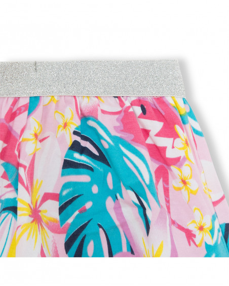 Short en jersey fleurs fille rose tahiti Short en jersey fleurs fille rose tahiti