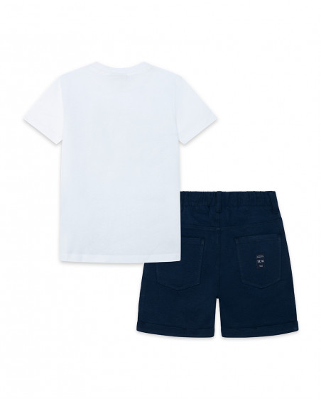 Tee-shirt et bermuda en jersey lacets garçon bleu surf club Tee-shirt et bermuda en jersey lacets garçon bleu surf club