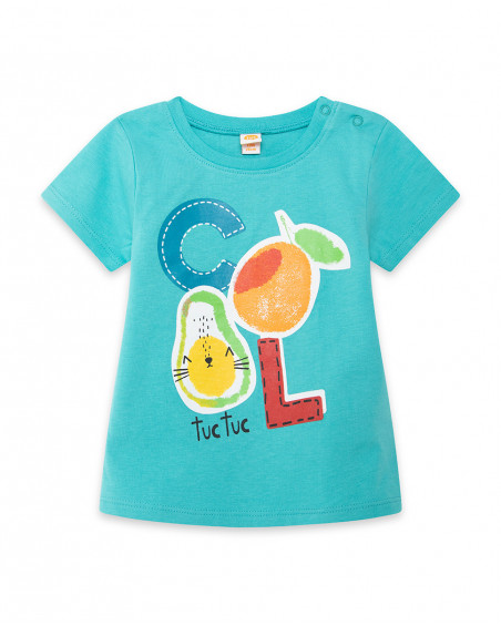 Tee-shirt en jersey imprimée garçon bleu fruitty time