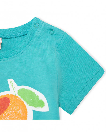 Tee-shirt en jersey imprimée garçon bleu fruitty time