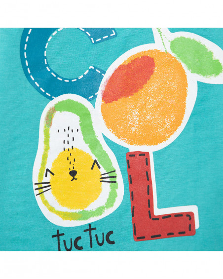 Tee-shirt en jersey imprimée garçon bleu fruitty time