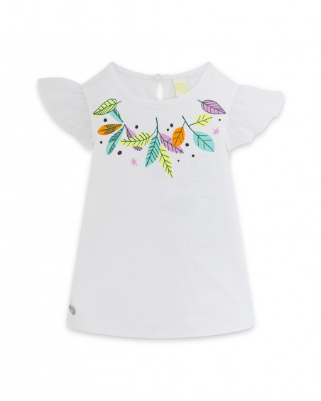 Tee-shirt en jersey volants fille blanche in the jungle Tee-shirt en jersey volants fille blanche in the jungle