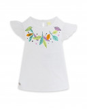 Tee-shirt en jersey volants fille blanche in the jungle Tee-shirt en jersey volants fille blanche in the jungle