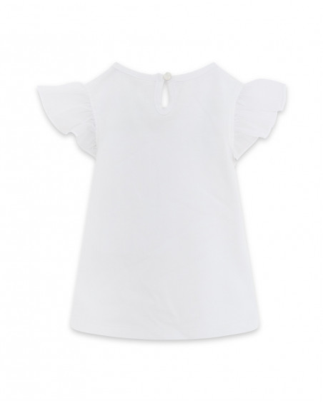 Tee-shirt en jersey volants fille blanche in the jungle Tee-shirt en jersey volants fille blanche in the jungle