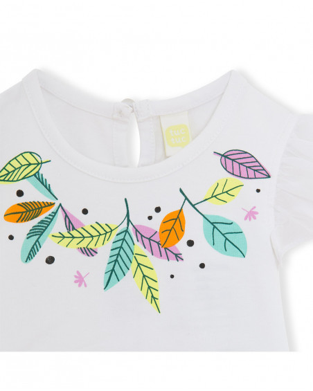 Tee-shirt en jersey volants fille blanche in the jungle Tee-shirt en jersey volants fille blanche in the jungle