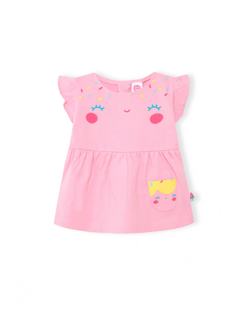 Robe en jersey visage fille rose icy and sweet