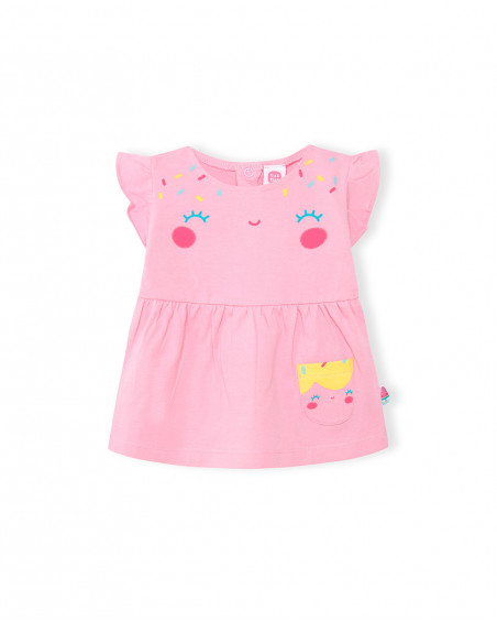 Robe en jersey visage fille rose icy and sweet Robe en jersey visage fille rose icy and sweet