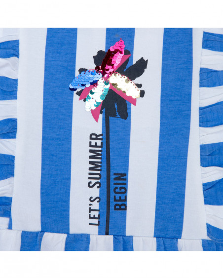 Robe en jersey à rayures fille bleu island Robe en jersey à rayures fille bleu island