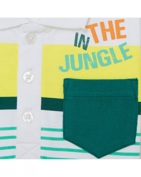 Polo en jersey à rayures garçon vert in the jungle Polo en jersey à rayures garçon vert in the jungle