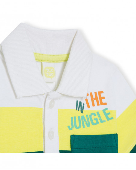 Polo en jersey à rayures garçon vert in the jungle Polo en jersey à rayures garçon vert in the jungle