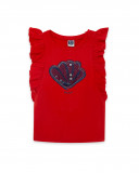 Tee-shirt en jersey et paillettes volants fille rouge red Tee-shirt en jersey et paillettes volants fille rouge red