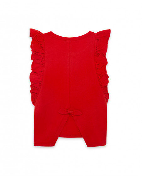Tee-shirt en jersey et paillettes volants fille rouge red