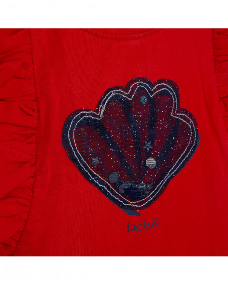 Tee-shirt en jersey et paillettes volants fille rouge red