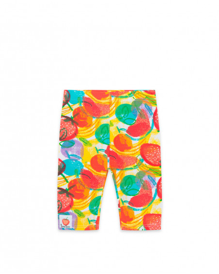 Leggings capri en jersey imprimé fille jaune fruitty time Leggings capri en jersey imprimé fille jaune fruitty time