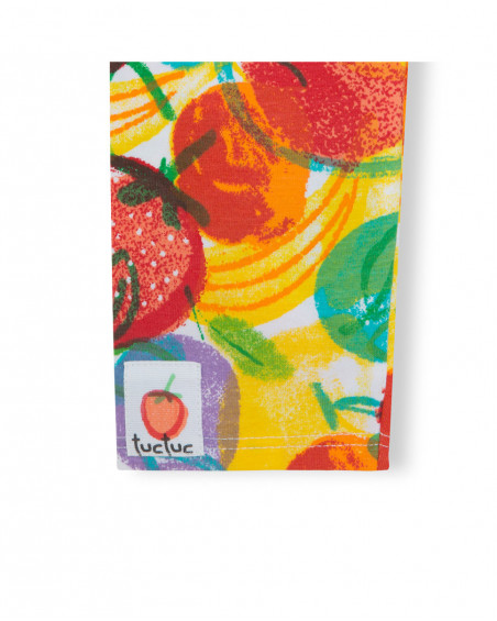 Leggings capri en jersey imprimé fille jaune fruitty time Leggings capri en jersey imprimé fille jaune fruitty time