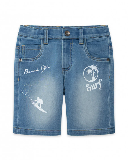 Bermuda en jeans message garçon bleu surf club Bermuda en jeans message garçon bleu surf club