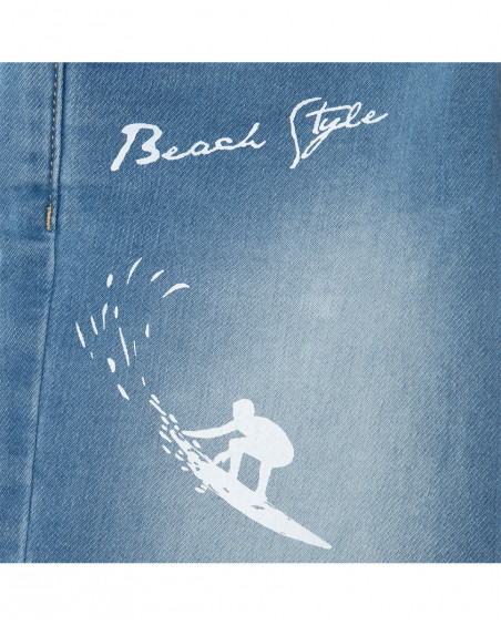 Bermuda en jeans message garçon bleu surf club Bermuda en jeans message garçon bleu surf club