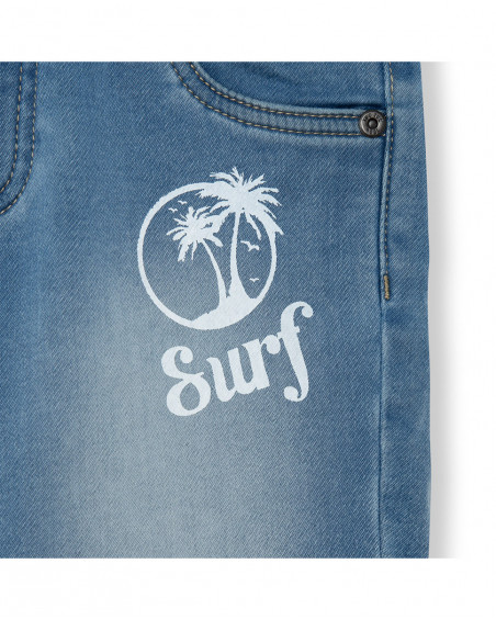 Bermuda en jeans message garçon bleu surf club Bermuda en jeans message garçon bleu surf club
