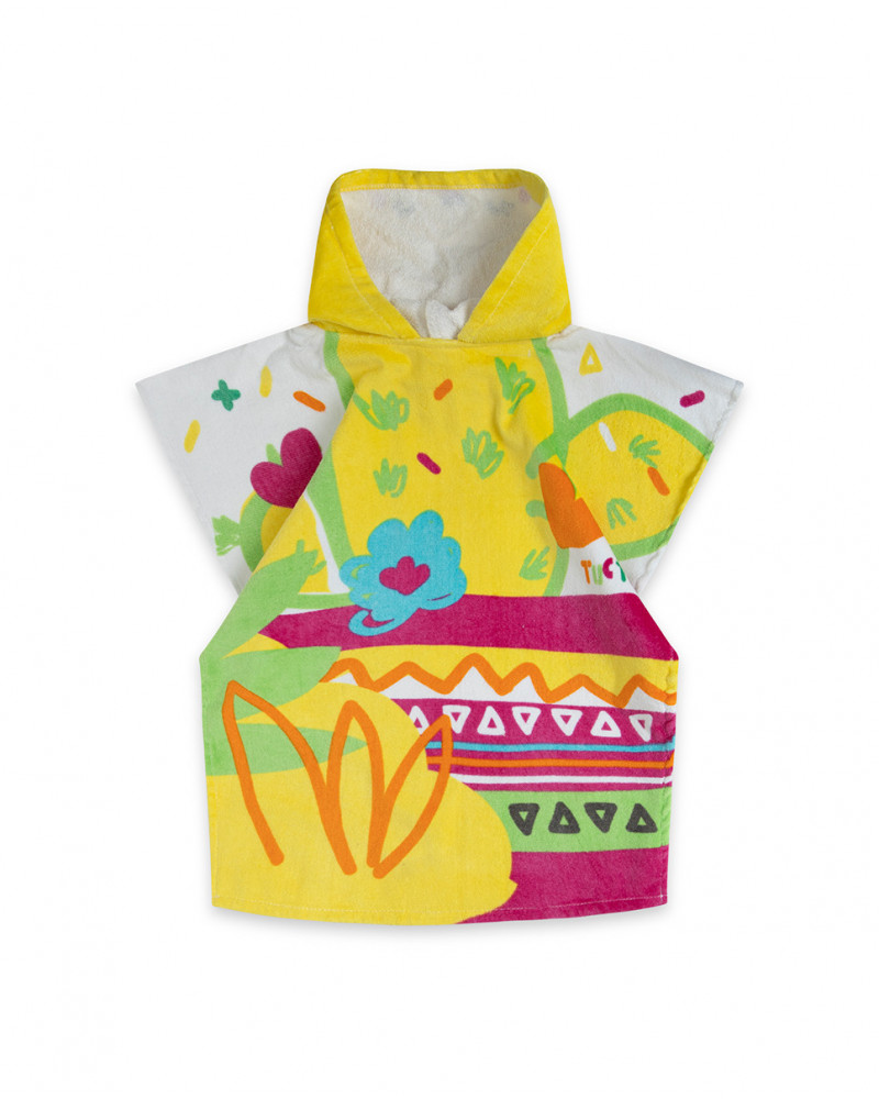 Poncho imprimé fille jaune funcactus