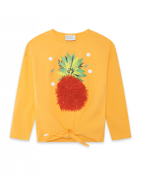 Tee-shirt en jersey manche longue fille orange summer festival Tee-shirt en jersey manche longue fille orange summer festival