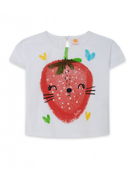 Tee-shirt en jersey fraise fille blanche fruitty time Tee-shirt en jersey fraise fille blanche fruitty time