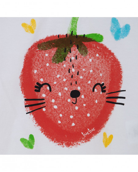 Tee-shirt en jersey fraise fille blanche fruitty time Tee-shirt en jersey fraise fille blanche fruitty time