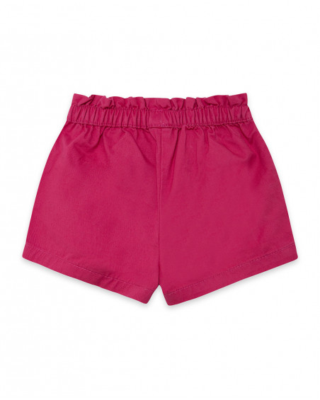 Short en sergé boutons fille fucsia basicos kids