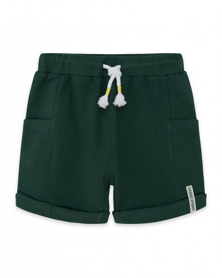 Bermuda en coton molletonné poche garçon vert jungle street Bermuda en coton molletonné poche garçon vert jungle street