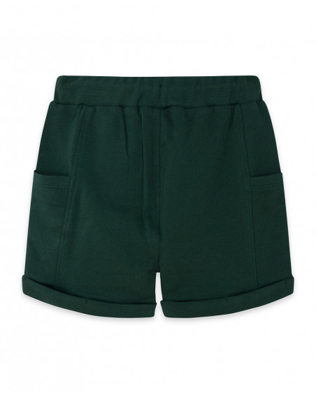 Bermuda en coton molletonné poche garçon vert jungle street Bermuda en coton molletonné poche garçon vert jungle street