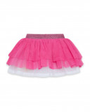 Jupe en popeline et tulle volants fille rose tahiti Jupe en popeline et tulle volants fille rose tahiti