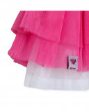 Jupe en popeline et tulle volants fille rose tahiti Jupe en popeline et tulle volants fille rose tahiti