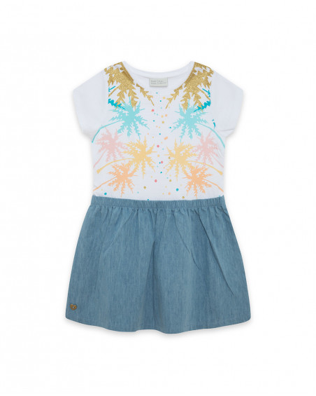 Robe en jersey et jeans palmes fille blanche venice beach Robe en jersey et jeans palmes fille blanche venice beach