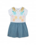 Robe en jersey et jeans palmes fille blanche venice beach Robe en jersey et jeans palmes fille blanche venice beach