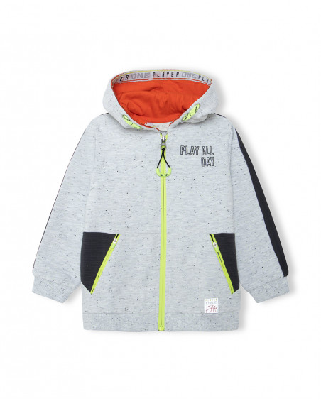 Sweat-shirt en peluche avec fermeture éclair garçon gris play
