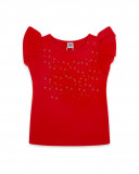 Tee-shirt en jersey volants fille rouge basicos kids Tee-shirt en jersey volants fille rouge basicos kids