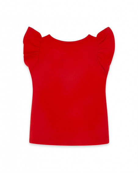 Tee-shirt en jersey volants fille rouge basicos kids