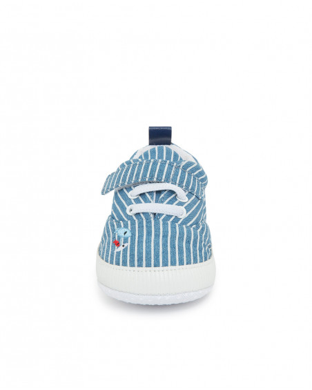 Baskets en jeans à rayures garçon bleu little pirates Baskets en jeans à rayures garçon bleu little pirates