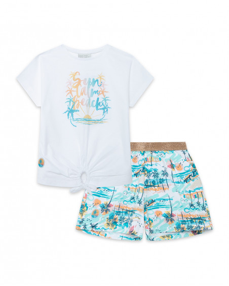 Tee-shirt et short en jersey imprimé fille blanche venice beach