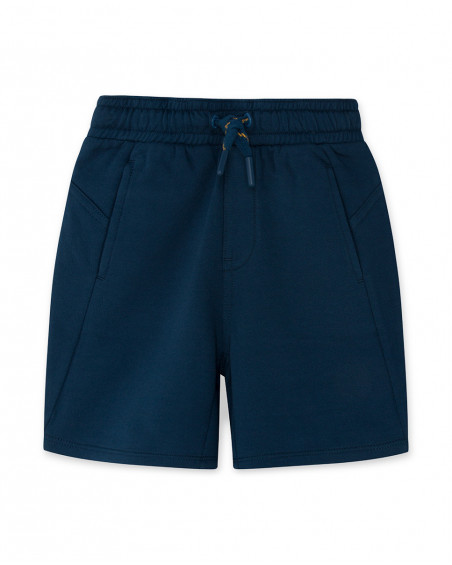 Bermuda en coton molletonné lacets garçon bleu free time Bermuda en coton molletonné lacets garçon bleu free time