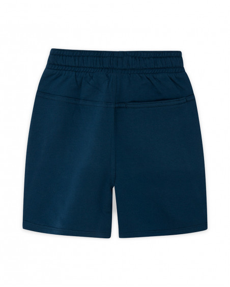 Bermuda en coton molletonné lacets garçon bleu free time Bermuda en coton molletonné lacets garçon bleu free time