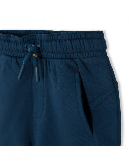 Bermuda en coton molletonné lacets garçon bleu free time Bermuda en coton molletonné lacets garçon bleu free time