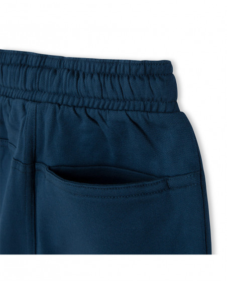 Bermuda en coton molletonné lacets garçon bleu free time Bermuda en coton molletonné lacets garçon bleu free time