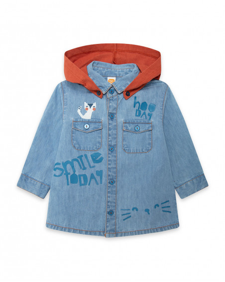 Chemise en jeans avec capuche fille bleu smile today Chemise en jeans avec capuche fille bleu smile today