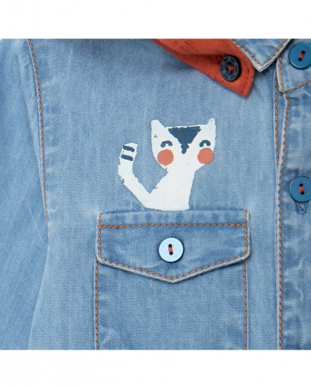 Chemise en jeans avec capuche fille bleu smile today Chemise en jeans avec capuche fille bleu smile today