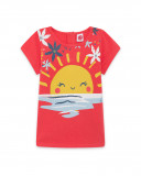 Tee-shirt en jersey soleil fille orange enjoy the sun Tee-shirt en jersey soleil fille orange enjoy the sun